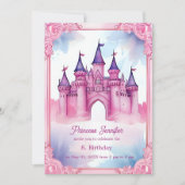 Invitation château de conte de fées de princesse rose (Devant)