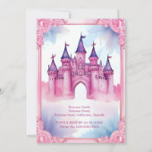 Invitation château de conte de fées de princesse rose (Dos)