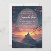 Invitation Château de conte de fées enchanté au coucher du so (Devant)