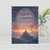 Invitation Château de conte de fées enchanté au coucher du so (Debout devant)