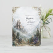 Invitation Château de Conte de Fées Forêt Brumeuse Mariage d' (Debout devant)