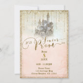 Invitation Château de conte de fées pailleté or Bal de fin d' (Devant)