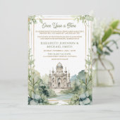 Invitation Château de Conte de Fées Photo Mariage (Debout devant)