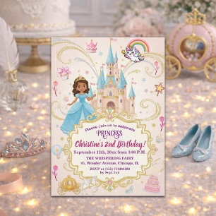 Invitation Château de conte de fées Princesse 2e fête d'anniv
