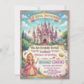 Invitation Château de conte de fées Princesse 3e anniversaire (Devant)