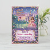 Invitation Château de conte de fées Princesse 3e anniversaire (Debout devant)