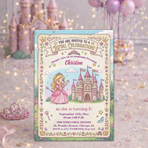 Invitation Château de conte de fées Princesse 5ème Anniversai