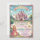 Invitation Château de conte de fées Princesse 6ème Anniversai (Devant)