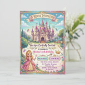 Invitation Château de conte de fées Princesse 6ème Anniversai (Debout devant)
