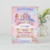 Invitation Château de conte de fées Princesse 7e Anniversaire (Debout devant)