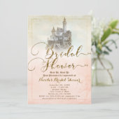 Invitation Château de conte de fées rose pour la douche de la (Debout devant)