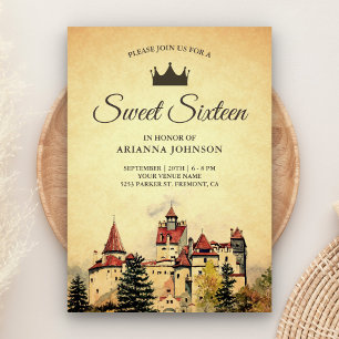 Invitation Château de conte de fées royal vintage pour un Swe