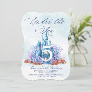Invitation Château de Conte de Fées Sous l'Eau Aquarelle Anni