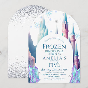 Invitation Château de dessin animé d'anniversaire 5 ans Froze