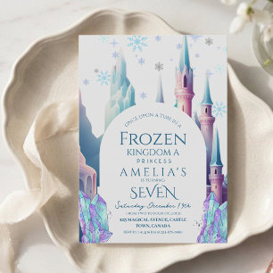 Invitation Château de dessin animé d'anniversaire 7 ans Froze