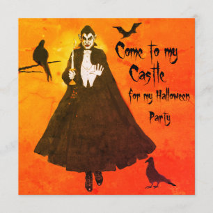Invitation Château de Dracula Halloween  Chandelle à chandell
