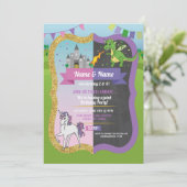 Invitation Château de dragon princesse licorne garçon fille c (Debout devant)