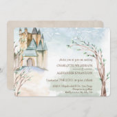 Invitation Château de fée en aquarelle dans la forêt (Devant / Derrière)