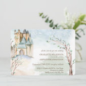 Invitation Château de fée en aquarelle dans la forêt (Debout devant)