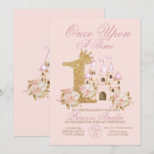 Invitation Château de la Couronne rose Princesse 1er annivers (Devant / Derrière)