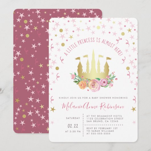 Invitation Château de la Fée d'Or Twinkle Star Little Princes (Devant / Derrière)