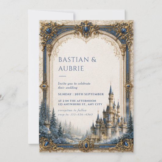 Invitation Château de la flèche de saphir Mariage (Devant)