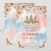 Invitation Château de la Parties scintillant d'or, Aquarelle (Devant / Derrière)