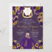 Invitation Château de la Princesse Purple & Gold Quinceañera (Devant)