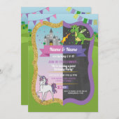 Invitation Château de licorne de dragon princesse Garçon Fill (Devant / Derrière)