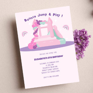 Invitation Château de Maison de Bounce Rose Anniversaire