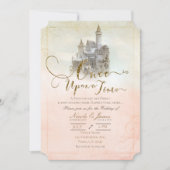 Invitation Château de Mariage de Conte de Fées Rose Rêveur (Devant)