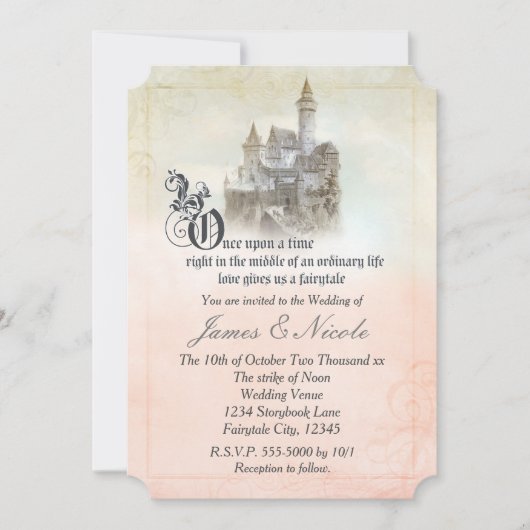 Invitation Château de Mariage de Conte de Fées Rose Rêveur Li (Devant)