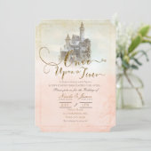 Invitation Château de Mariage de Conte de Fées Rose Rêveur po (Debout devant)