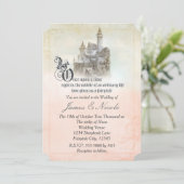 Invitation Château de Mariage de Conte de Fées Rose Rêveur po (Debout devant)