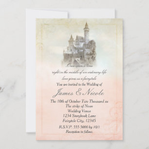 Invitation Château de Mariage du Livre de Contes de Fées Rose