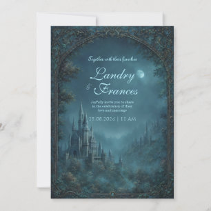 Invitation Château de Mariage Fantastique Gothique de Teal au