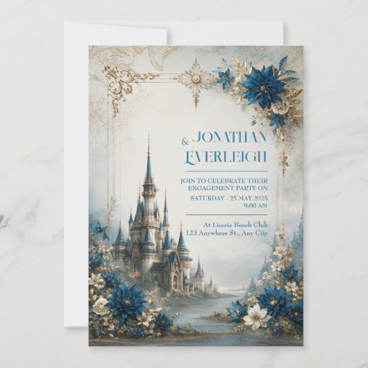 Invitation Château de mariage Fleur de saphir (Devant)