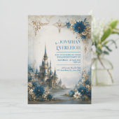 Invitation Château de mariage Fleur de saphir (Debout devant)