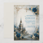 Invitation Château de mariage Fleur de saphir (Devant / Derrière)