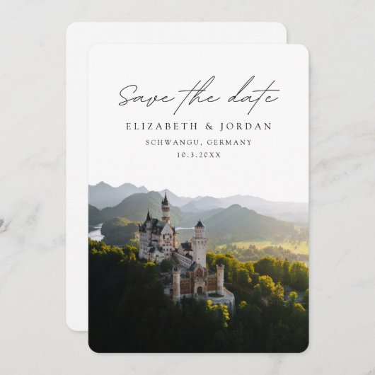 Invitation Château de Neuschwanstein Mariage Enregistrer la d (Devant / Derrière)