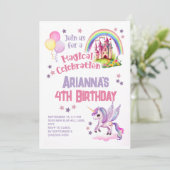 Invitation Château de Petite Fille 4e Anniversaire (Debout devant)