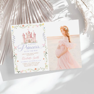 Invitation Château de petite princesse floral Fête prénatale