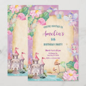 Invitation Château de princes fées magiques (Devant / Derrière)