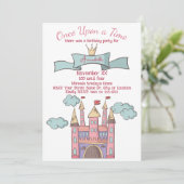 Invitation Château de Princesse de Conte de Fées Rose Mignon (Debout devant)