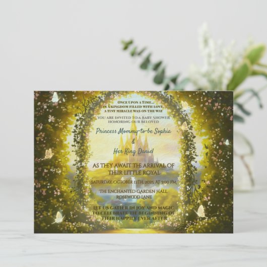 Invitation Château de Princesse Enchantée Conte de Fées  (Debout devant)