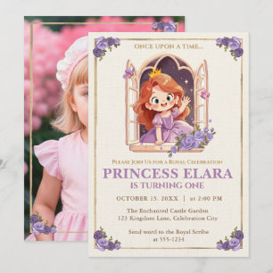 Invitation Château de Princesse Fantaisiste Photo d'anniversa
