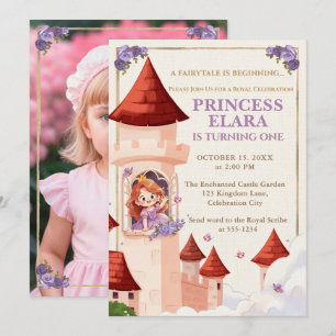 Invitation Château de Princesse Fantaisiste Photo d'anniversa