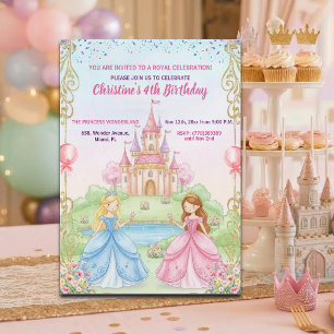 Invitation Château de Princesse Fête Royale 4ème Anniversaire