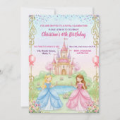 Invitation Château de Princesse Fête Royale 4ème Anniversaire (Devant)