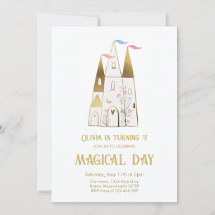 Invitation Château de Princesse Fille Anniversaire Jour Magiq